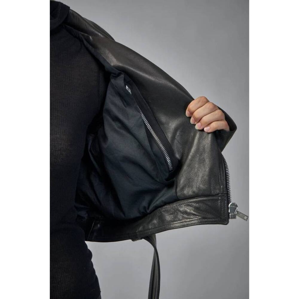 RIck Owens Giacca In Pelle Cropped Luke Stooges Jacket in Black IT 44 US 8 - Picture 3 of 7
